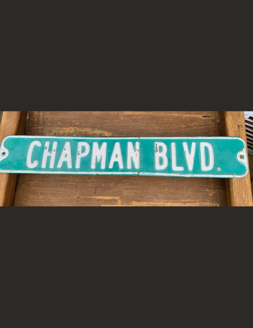 Plaque de rue Americaine " CHAPMAN BLVD" en tôle emboutie