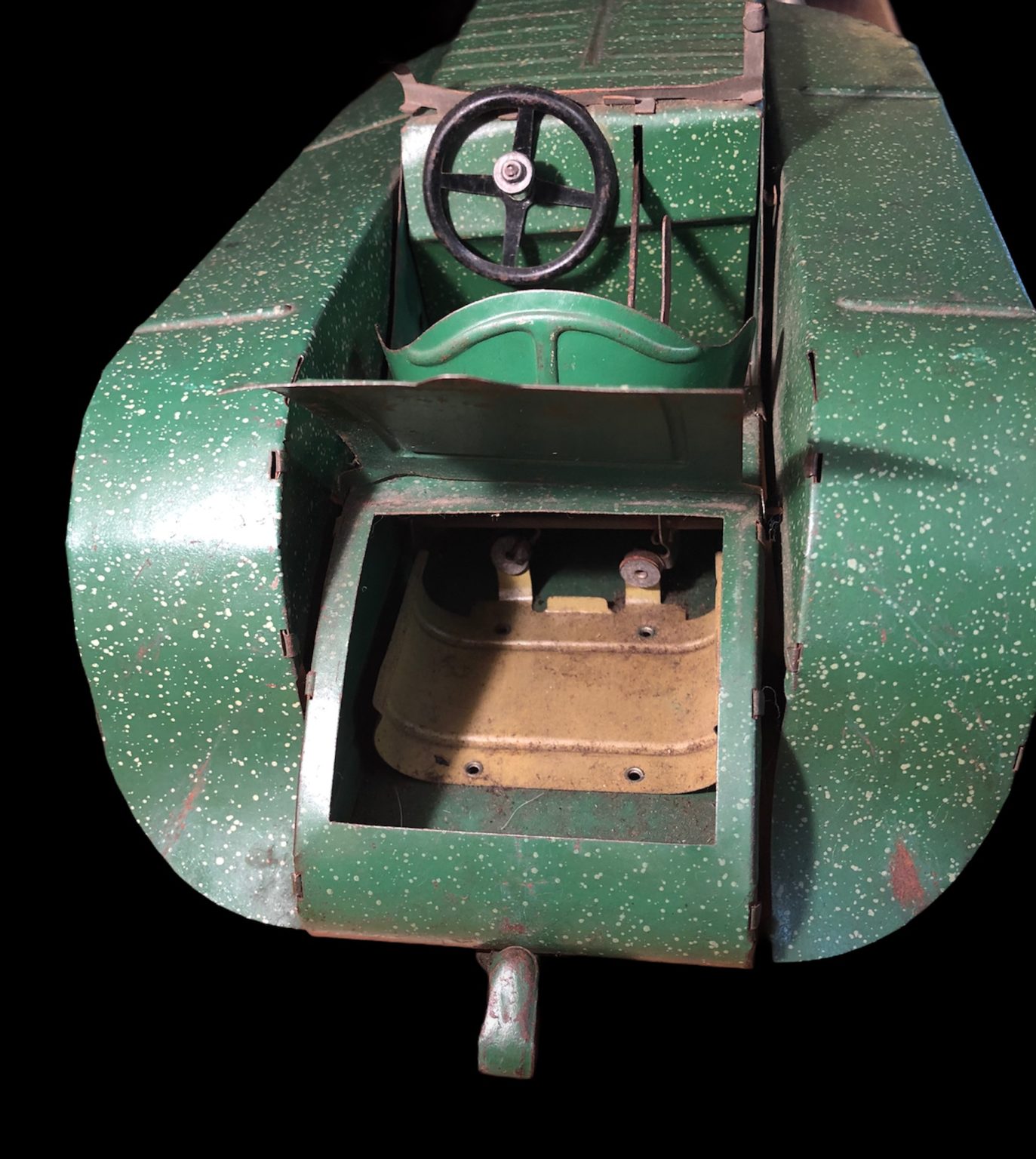 Rare jouet mécanique en tôle ancien Charles ROLLET tracteur