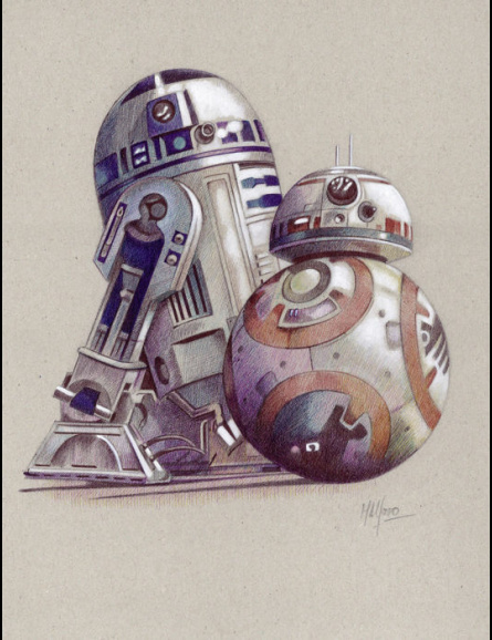 Star Wars - Lithographie numérotée - R2D2 et BB8