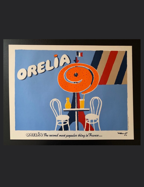 Affiche litho Villemot Originale - Orélia / Orangina