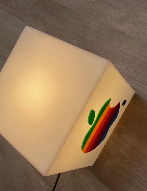 Enseigne publicitaire lumineuse Apple - Cube trois faces - Rare